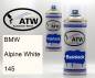 Preview: BMW, Alpine White, 145: 400ml Sprühdose + 400ml Klarlack - Set, von ATW Autoteile West.